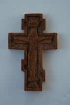 Carved 3 bar cross with Christ